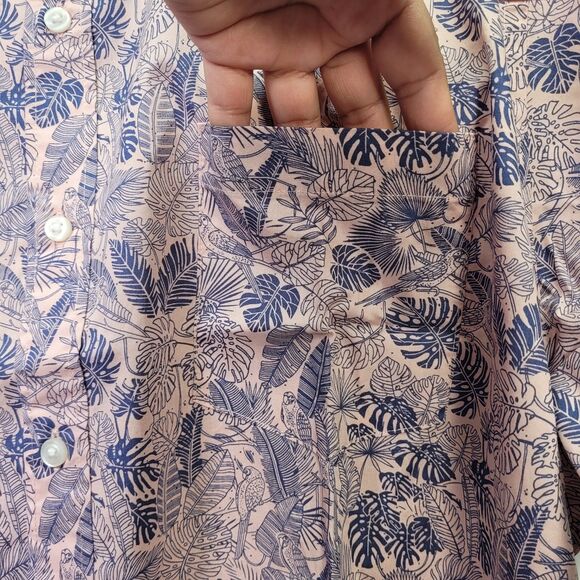 Goodthreads Men's  Tropical Leaves /Pink Hawaiian Button Front Shirt Size XXXL - Picture 4 of 13